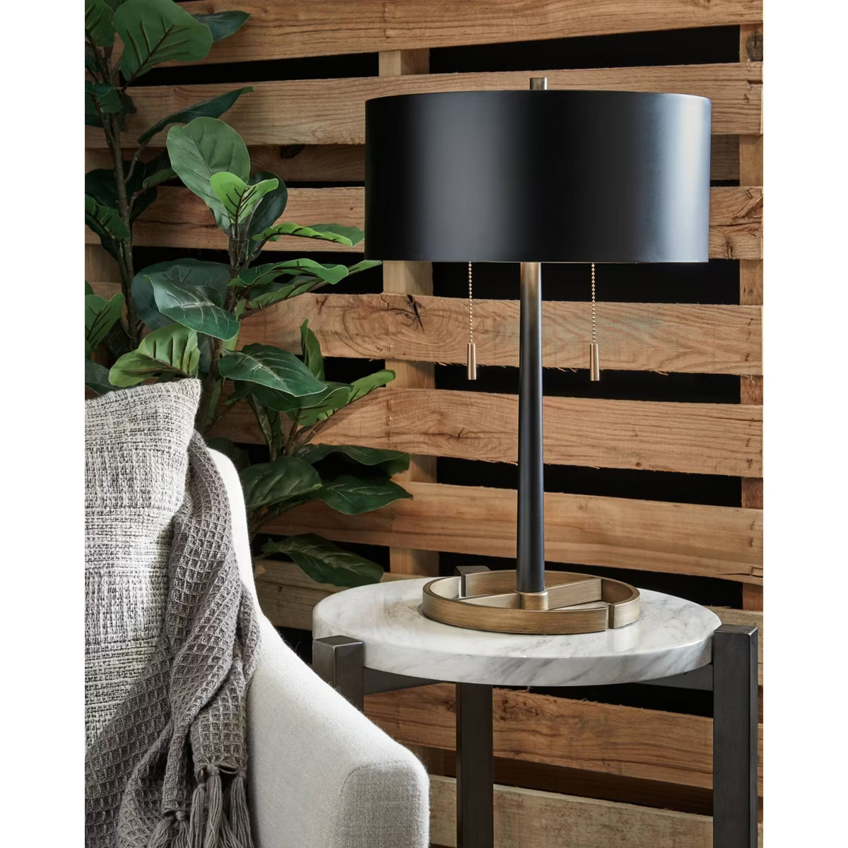 Amadell Metal Table Lamp Black/Gold - Signature Design by Ashley: Modern Accent Lighting, UL List... | Target