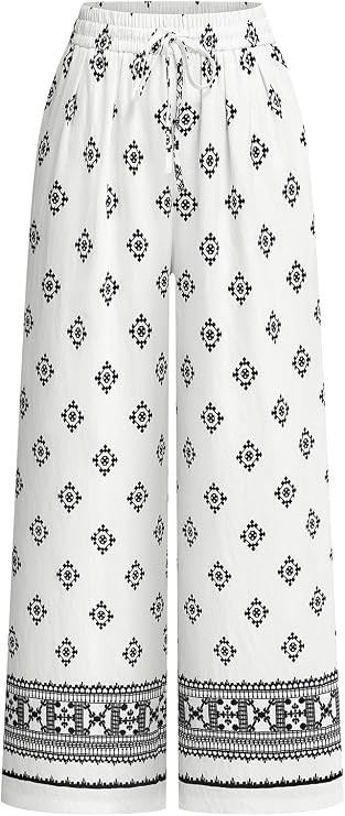 PRETTYGARDEN Womens Pants Elastic Waist Floral Lightweight Palazzo Pants for Women Casual Lounge ... | Amazon (US)