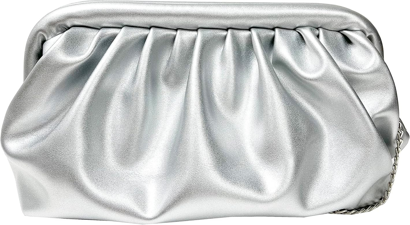sioglam Classic Pleated PU Slouchy Clutch Cross Body Evening Bag with Detachable Chain Ruched Clo... | Amazon (US)