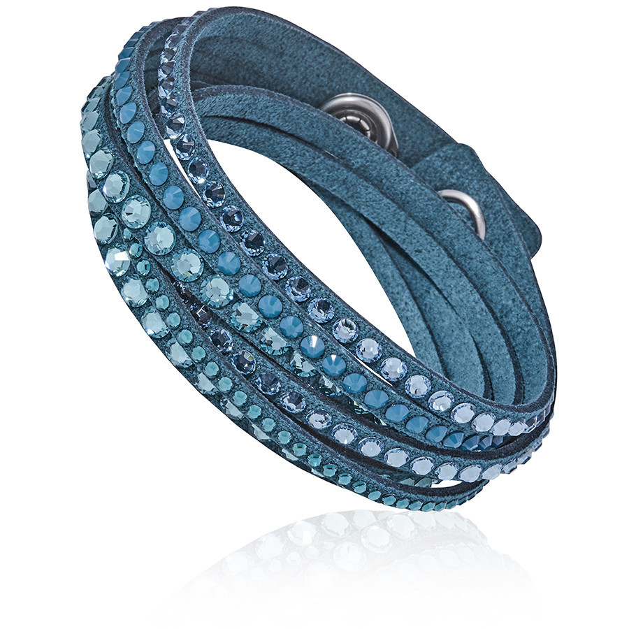 Swarovski Slake Teal 2 in 1 Suede Wrap Bracelet 5043496-M- Medium | Jomashop.com & JomaDeals.com