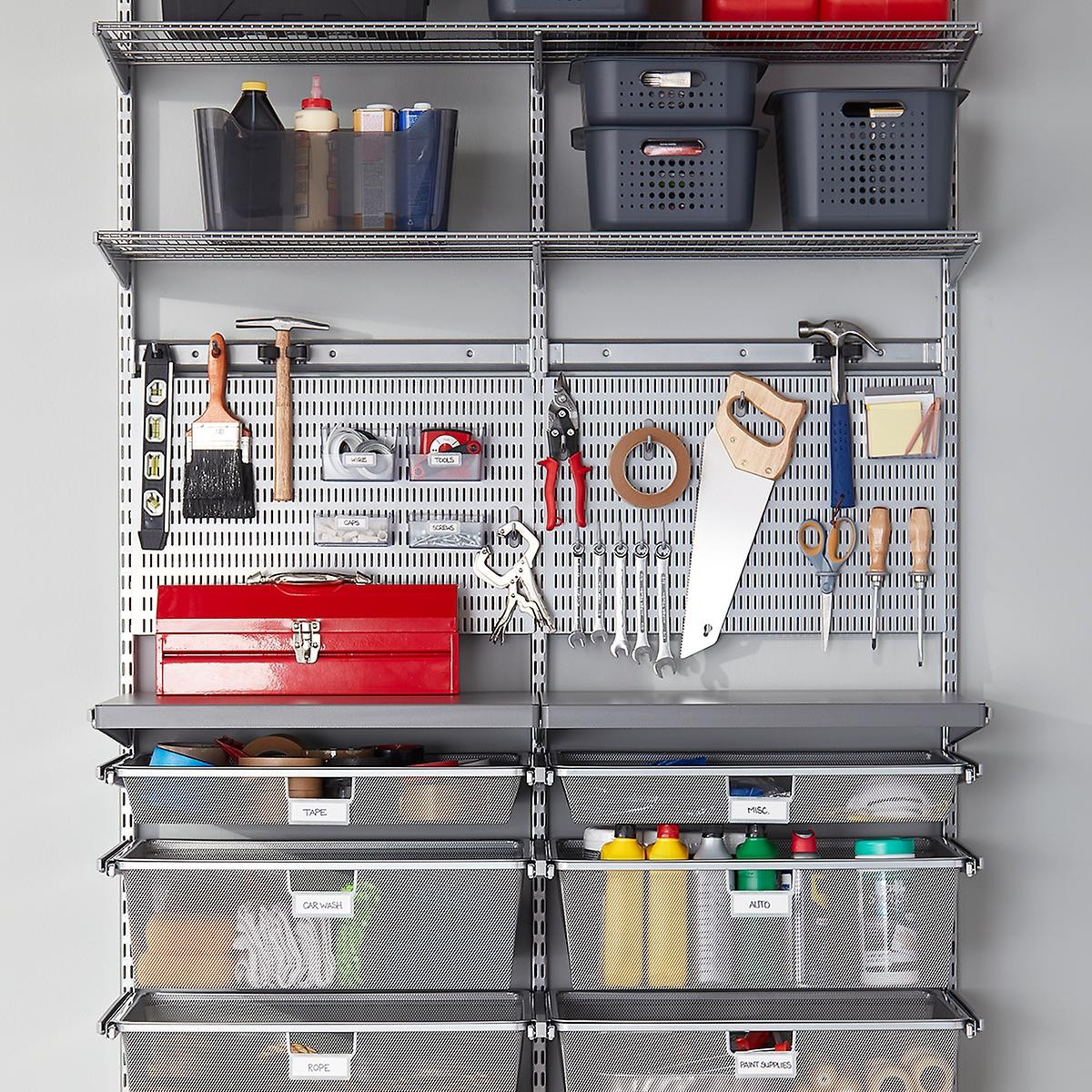 Elfa Classic 4' Platinum Garage | The Container Store