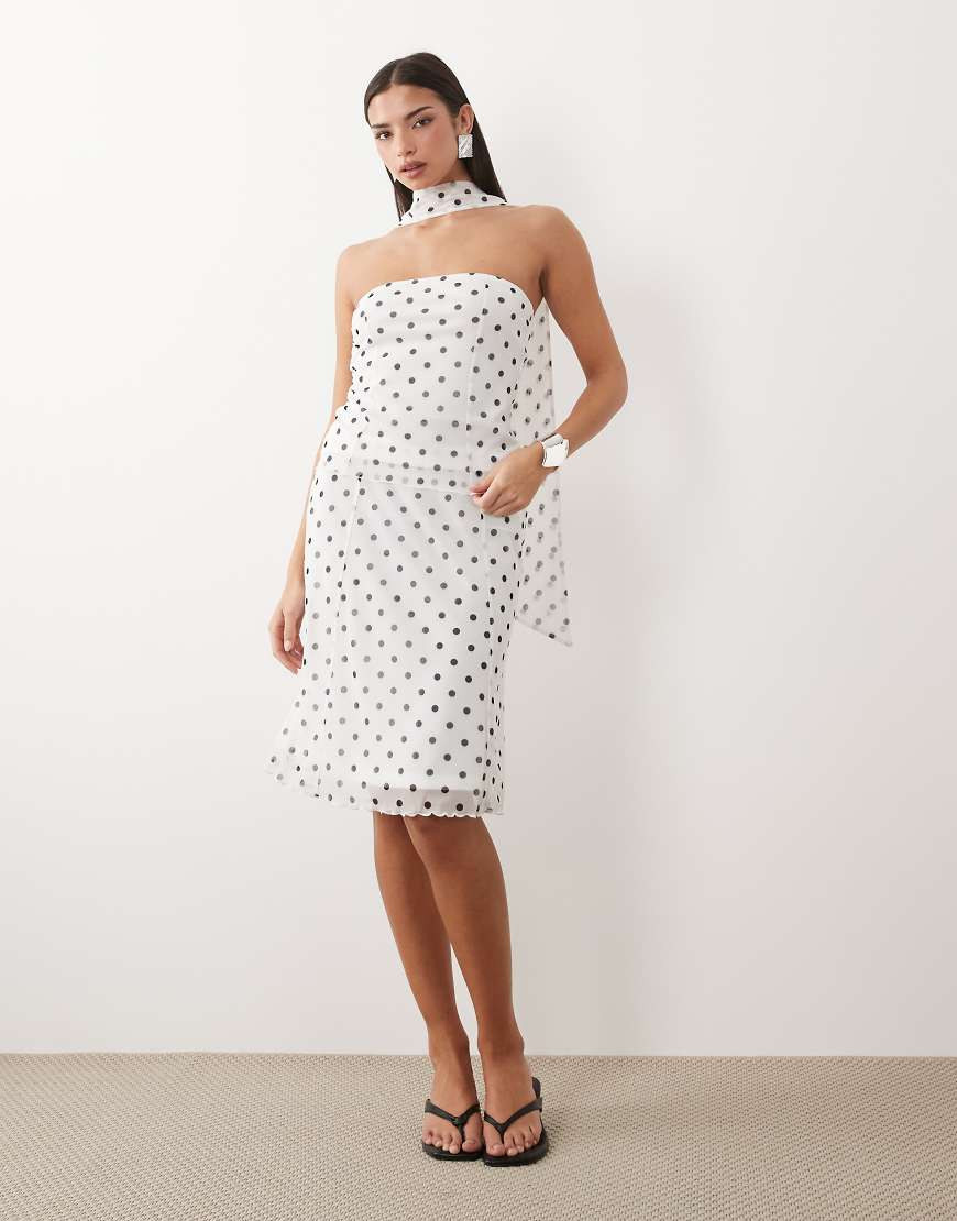 ASOS DESIGN - Jupe mi-longue courte à pois avec bord festonné-multicolore | ASOS (Global)