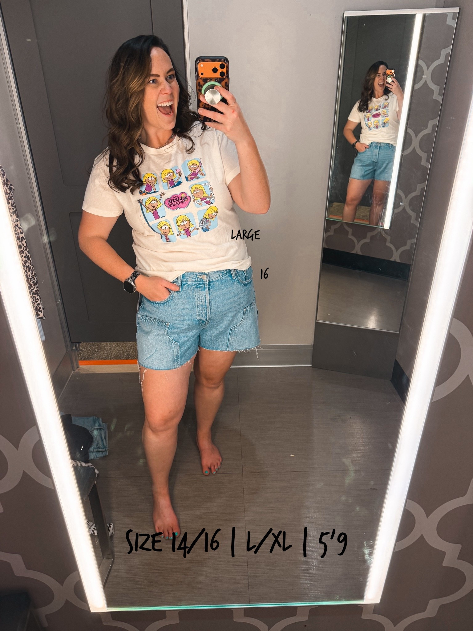 Obsessed with this Lizzie McGuire shirt, this is what dreams are made of 😂 They only had a Large so I grabbed it to try and honestly still love it, just a little snug! I couldn’t find an XL 😂

Shirt L @Target 
Shorts 16 @Target 

Size 14/16 | L/XL | 5’9

lizzie mcguire shirt target, target graphic tee midsize, target fashion finds, denim shorts target midsize, target try on size 14, nostalgic graphic tee, target style size 14/16, midsize target finds, y2k graphic tee midsize, target summer finds size 14

#LTKTall #LTKMidsize #LTKmomlife