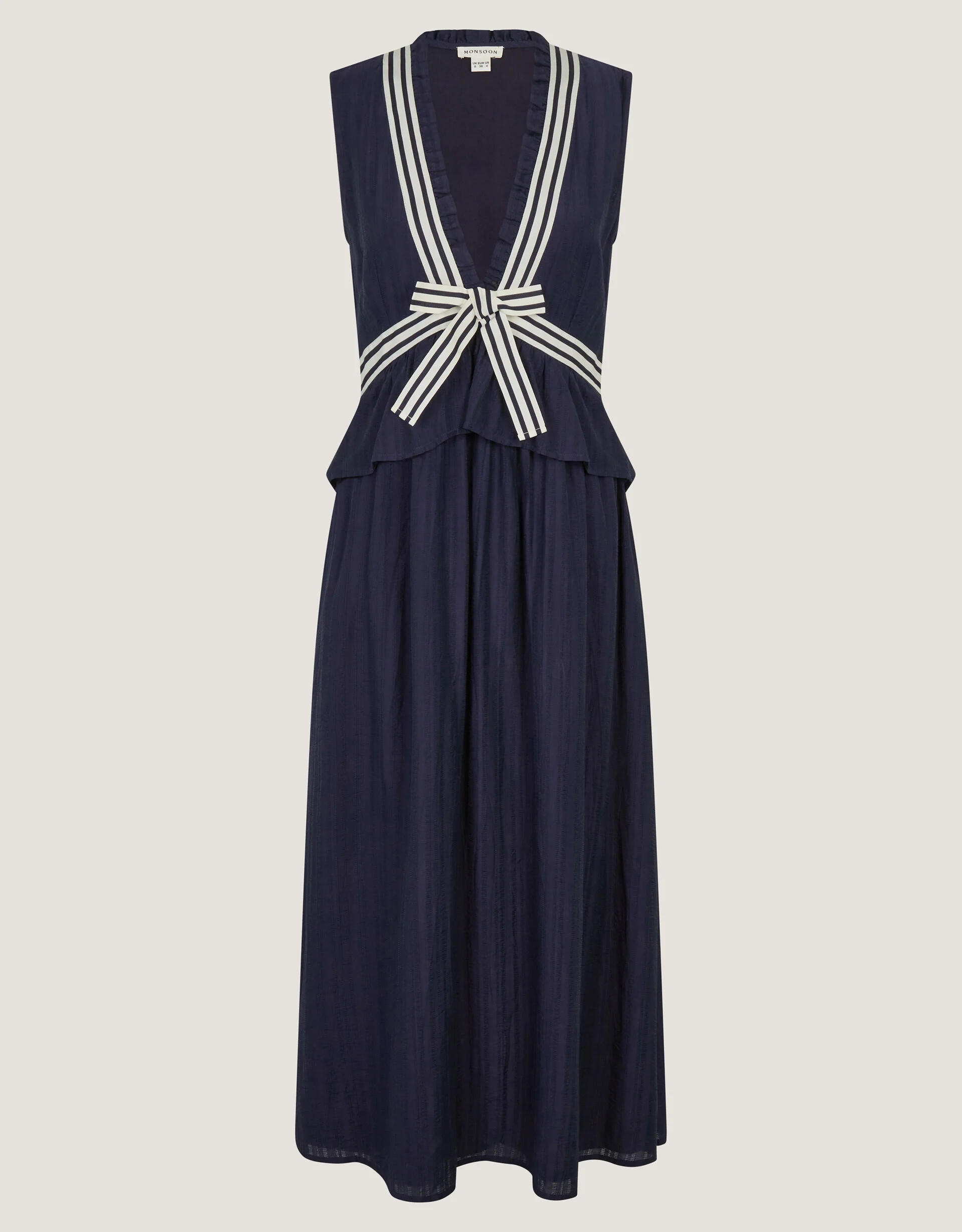 Cece V-Neck Stripe Bow Midi Dress Blue | Monsoon (UK)