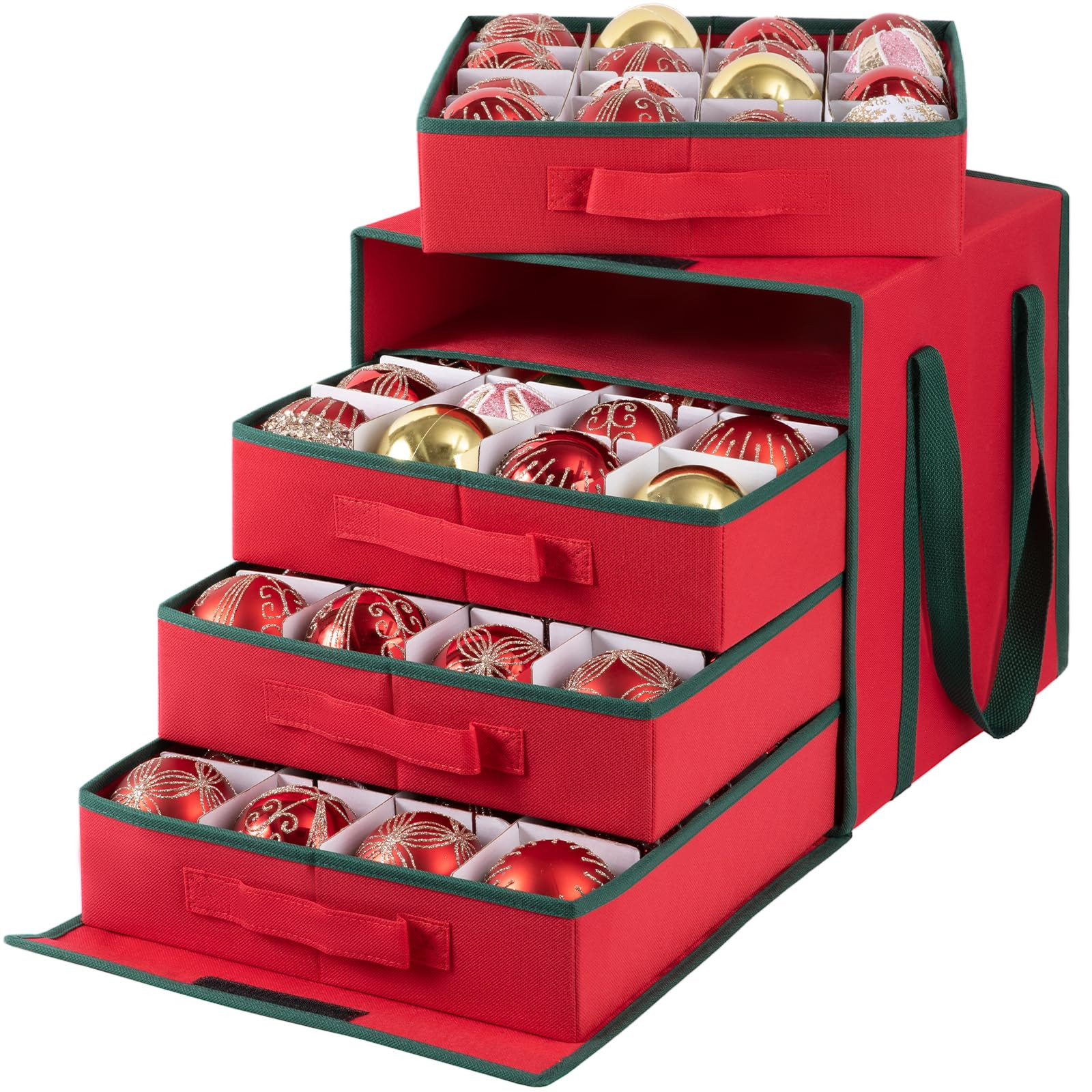 OIAHOMY Christmas Ornament Storage Box with Adjustable Dividers, Christmas Storage Container with... | Amazon (US)