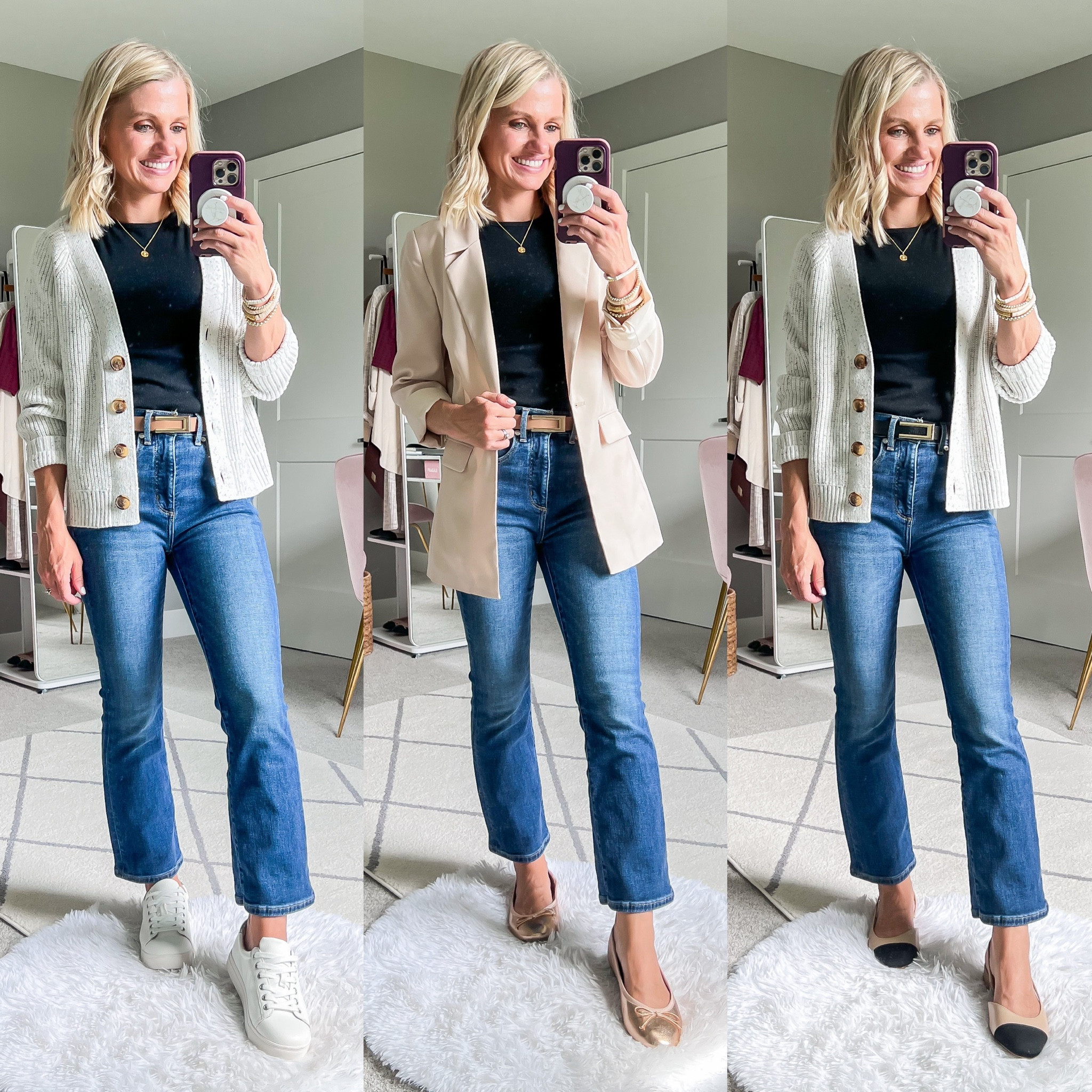 Teacher capsule wardrobe outfits! Top (linked similar) || cardigan- xs || blazer- xs || jeans- 24/petite 

#LTKFindsUnder100 #LTKWorkwear #LTKStyleTip