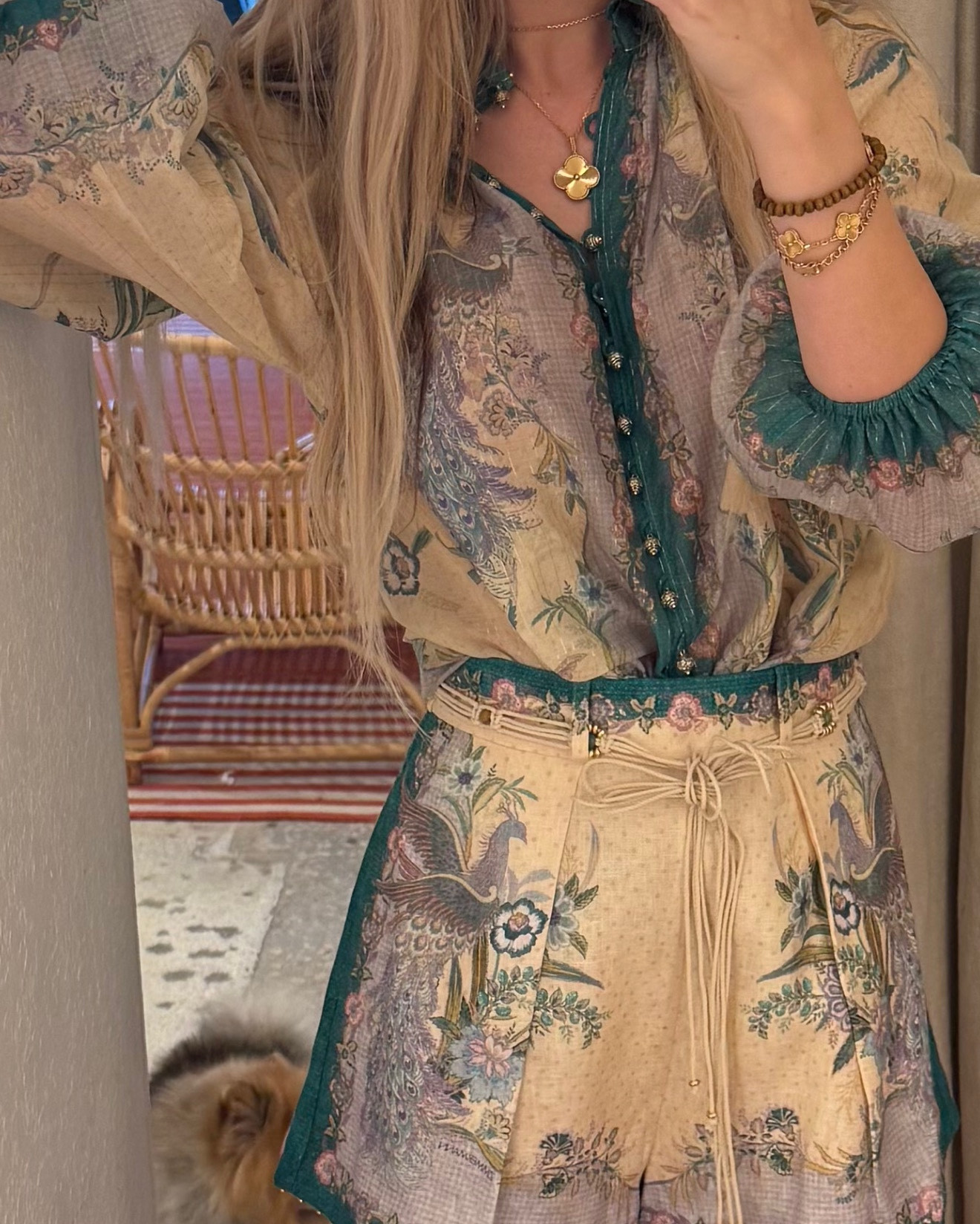 A must have summer set from Zimmermann this year. Runs true to size. I am wearing size 1 in the blouse and size 1 in the shorts. Beautiful green peach color combo and the details are perfect! 💚🤍

#LTKSeasonal