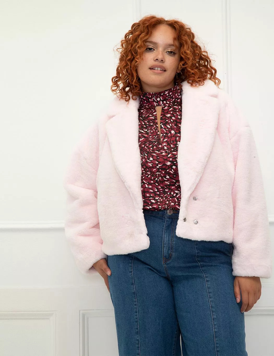 ELOQUII Elements Faux Fur Crop Jacket | Eloquii