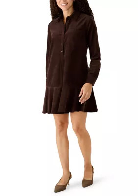 Petite Long Sleeve Tiered Shirtdress | Belk