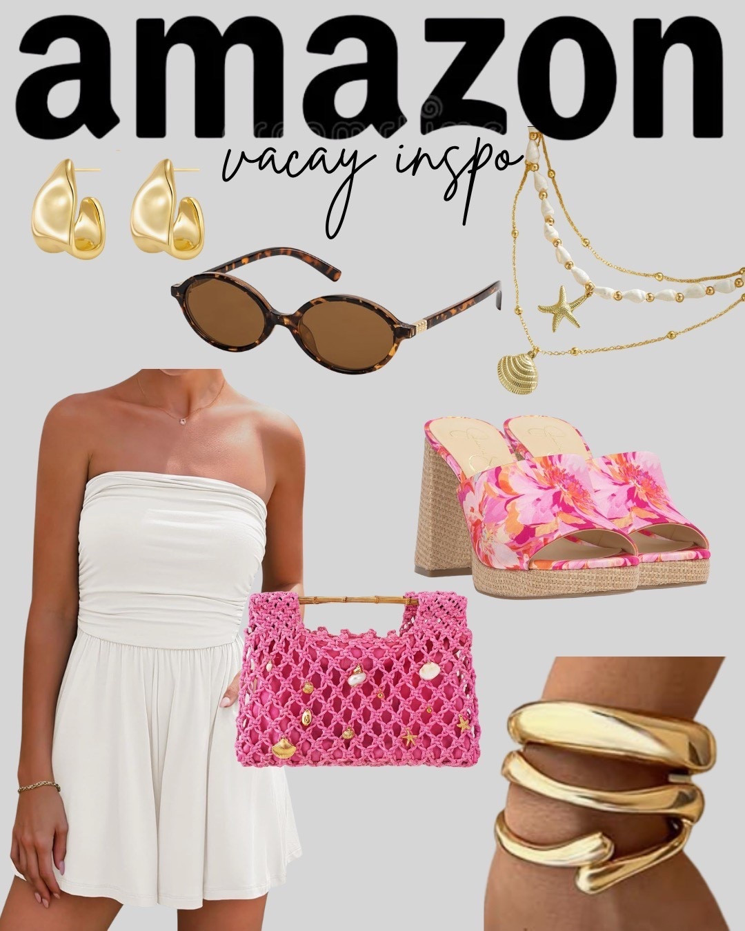 Elevate your vacation style with these gorgeous Amazon finds!  This outfit is perfect for dinner by the beach or exploring a coastal town. I'm obsessed with how the white rompers pops against these colorful accessories.🏝️🌺

#AmazonFashion #VacationStyle #ResortWear #LTKTravel #BeachOOTD #ShopTheLook #VacayInspo


#LTKTravel #LTKootd #LTKmomlife