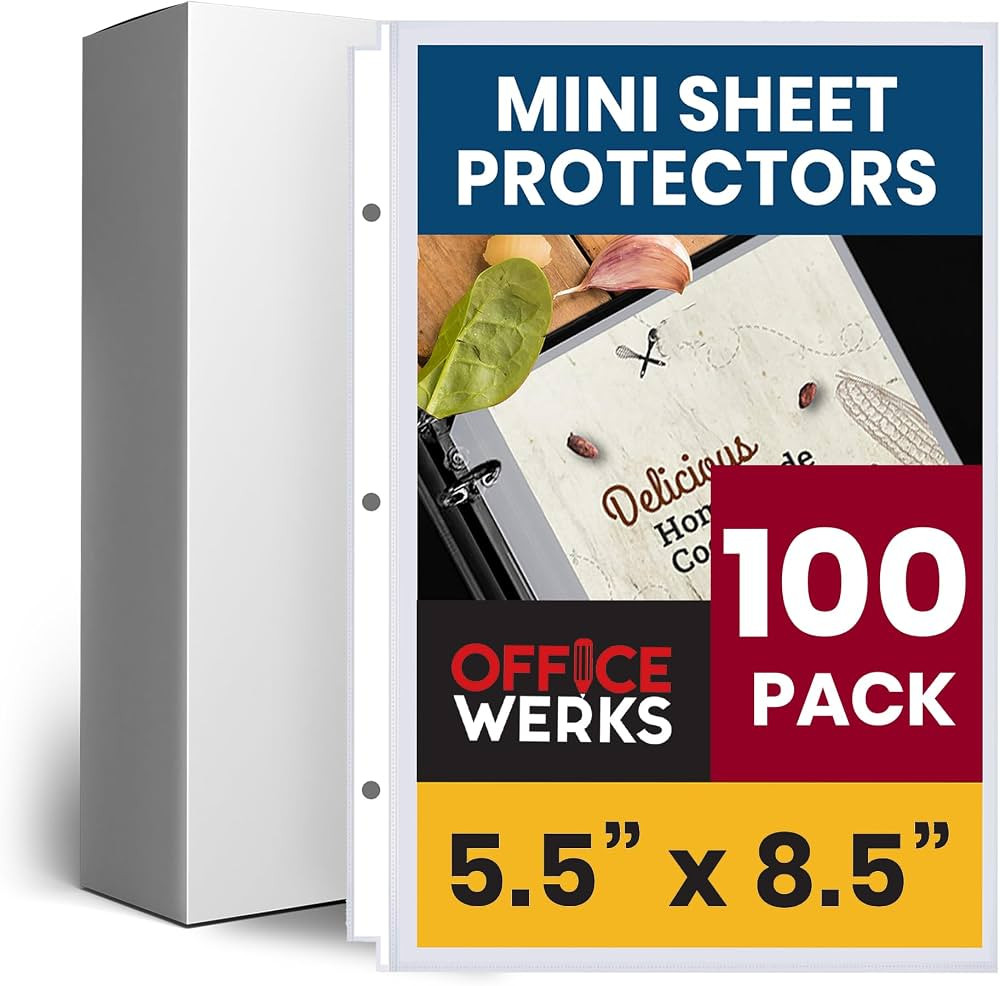 Office Werks 100 Pack of Heavyweight Clear Mini Sheet Protectors, 5.5" x 8.5", Top Load, Reinforc... | Amazon (US)