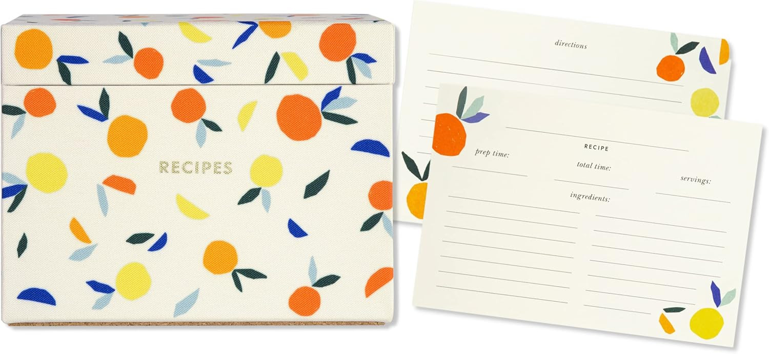 Kate Spade New York Recipe Box with Cards and Dividers, Kitchen Organizer Includes 40 Double Side... | Amazon (US)