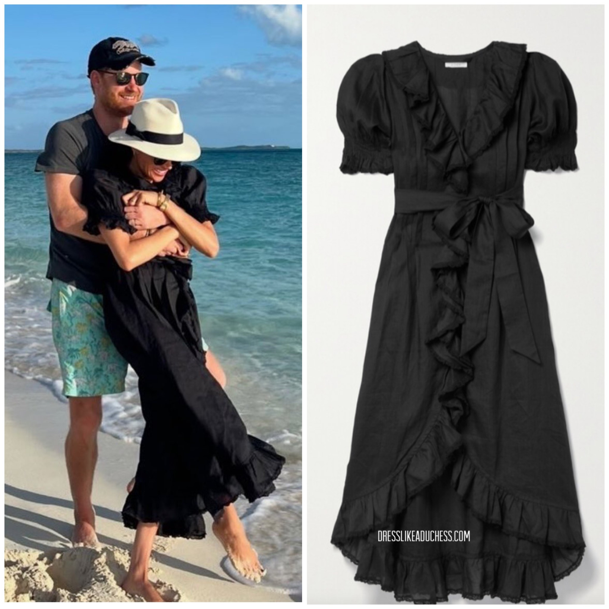 Meghan Markle wearing Doen Nanou black ruffle dress in honor of International Women’s Day