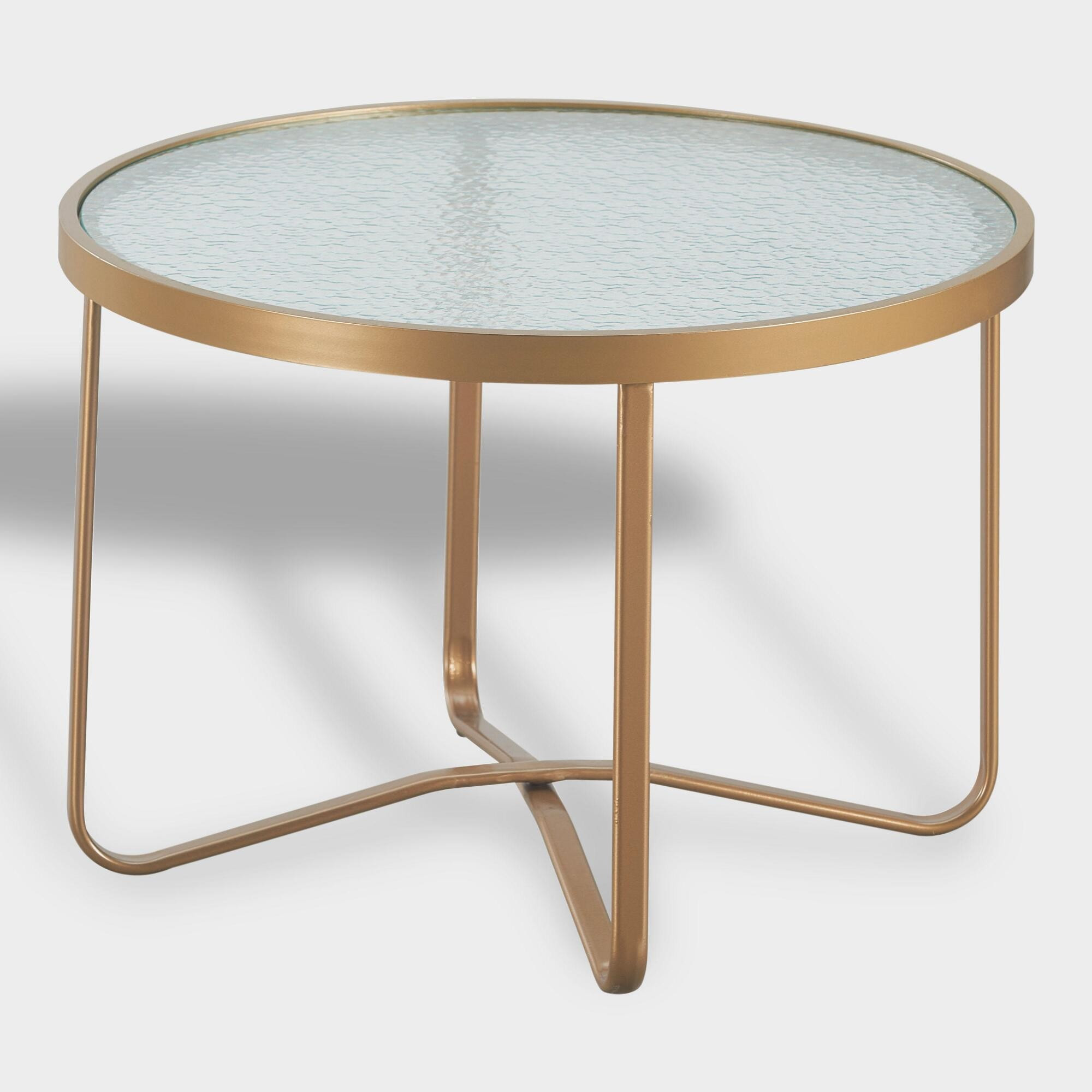 Round Gold Metal Laila Outdoor Patio Occasional Coffee Table by World Market | World Market