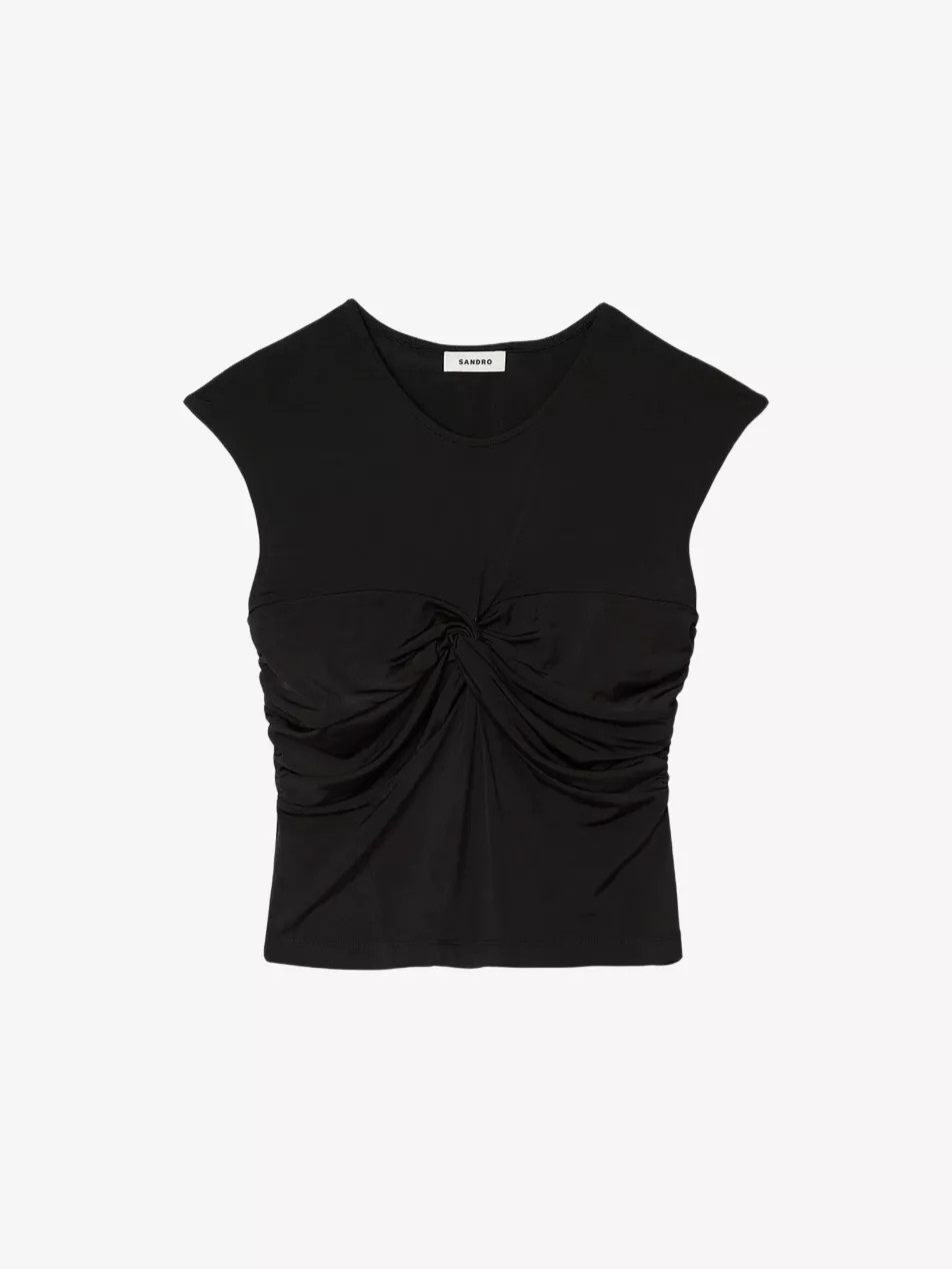 Draped Round-Neck Short-Sleeve Stretch-Woven T-Shirt | Selfridges