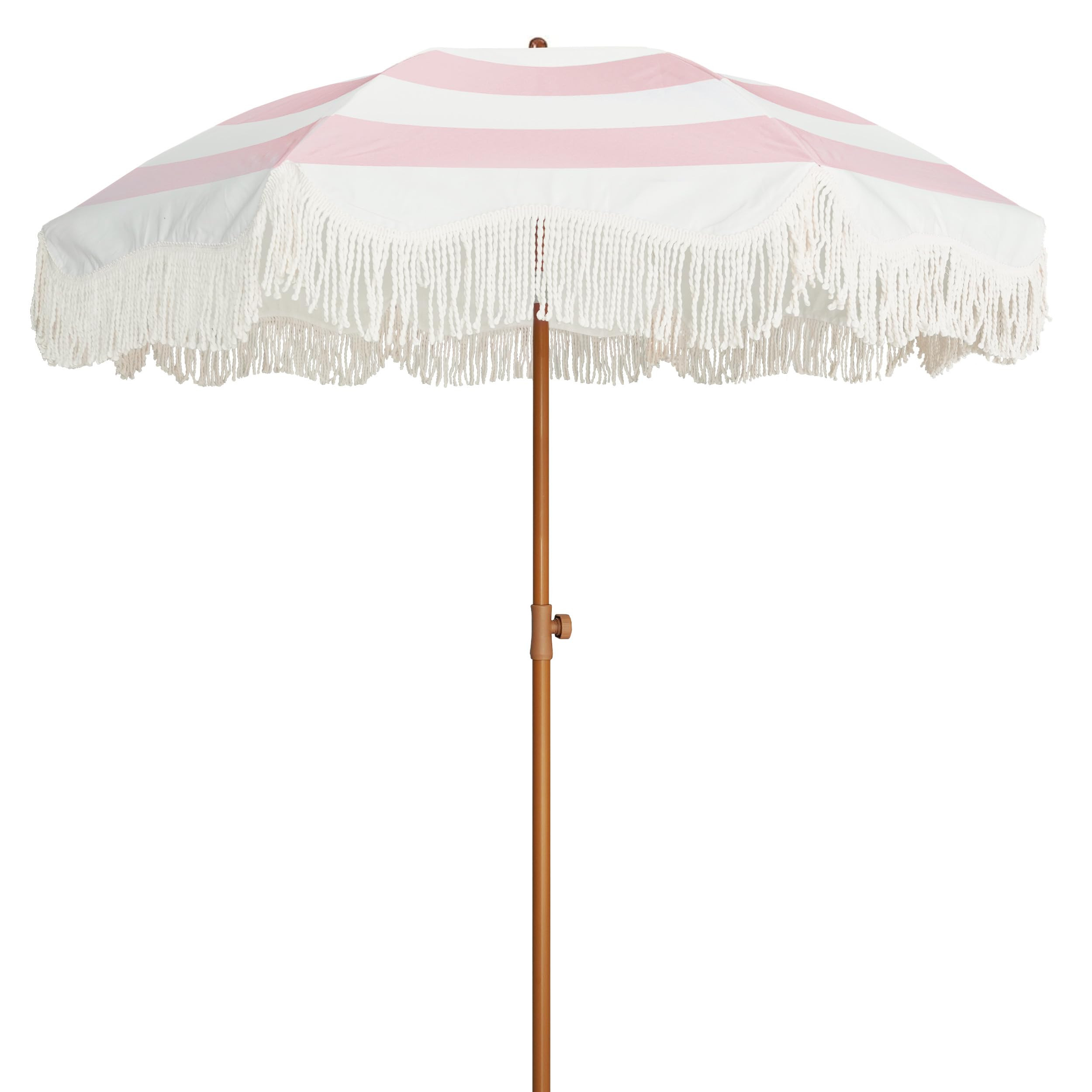AMMSUN Boho Fringe Umbrella Outdoor Patio, 6.5ft UPF50+ Picnic Umbrella with Tassels with Steel P... | Amazon (US)
