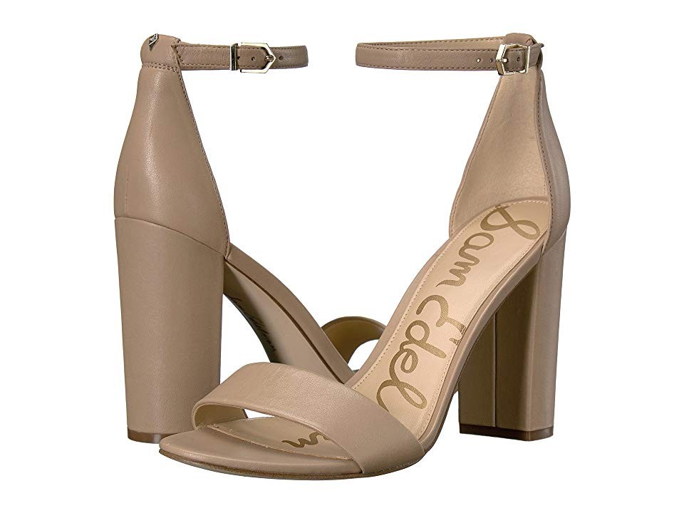 Sam Edelman Yaro Ankle Strap Sandal Heel (Classic Nude Leather) Women's Dress Sandals | Zappos