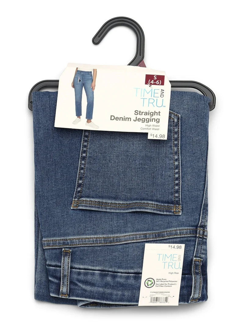 Time and Tru Women's High Rise Straight Leg Jeggings, 27.5" Inseam, Sizes XS-XXXL | Walmart (US)