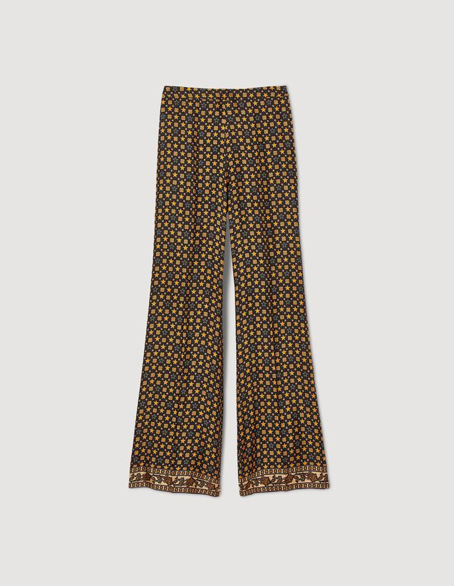 Printed satin pants | Sandro-Paris US