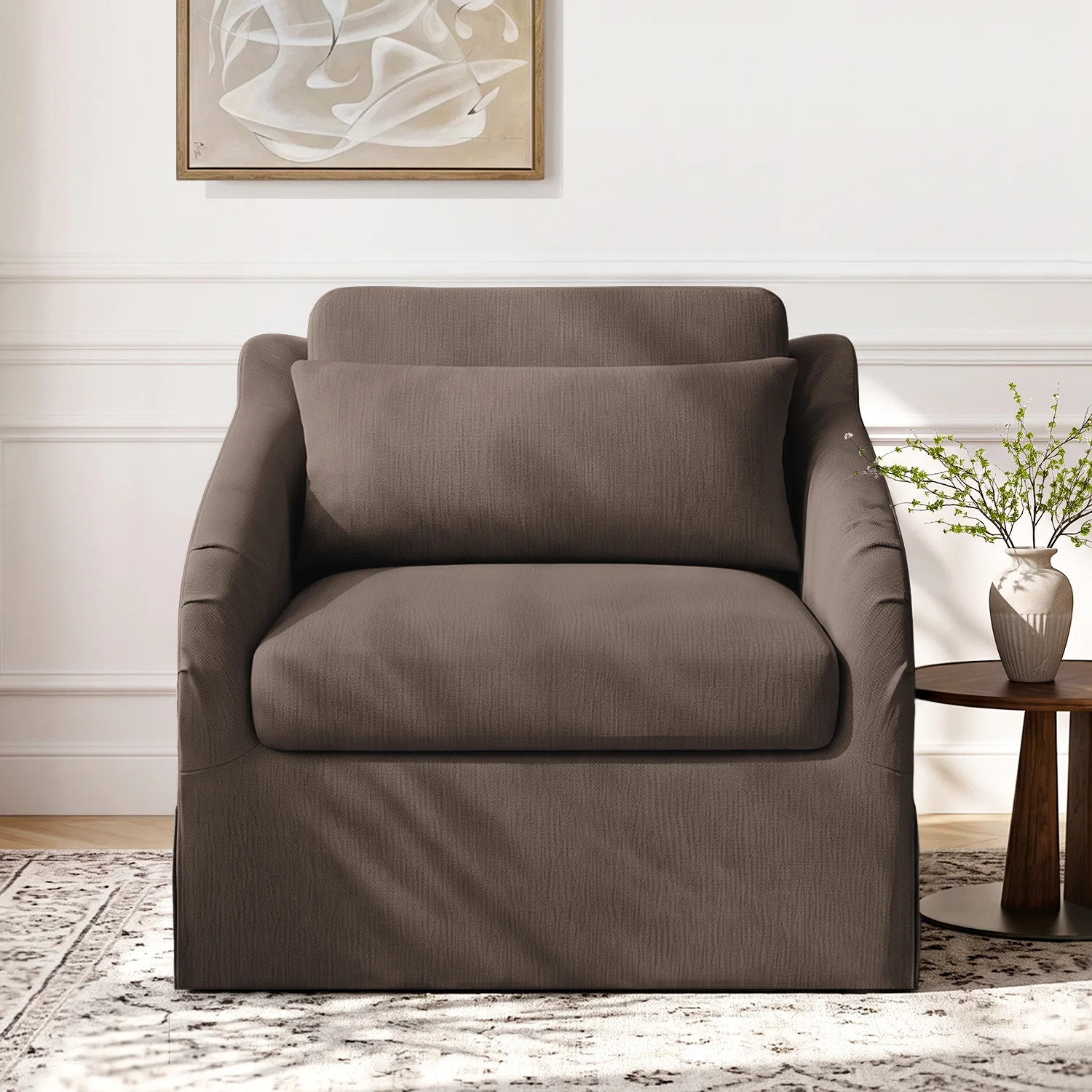 35"W Oversized Upholstered Armchair with Two Lumbar Pillow | Wayfair North America