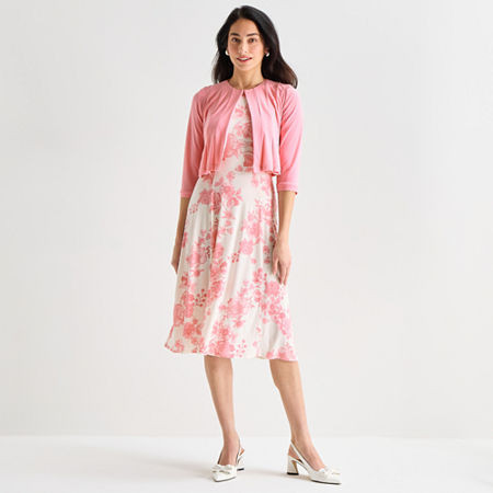 Danny & Nicole Womens Floral Midi Jacket Dress, Small, Pink | JCPenney