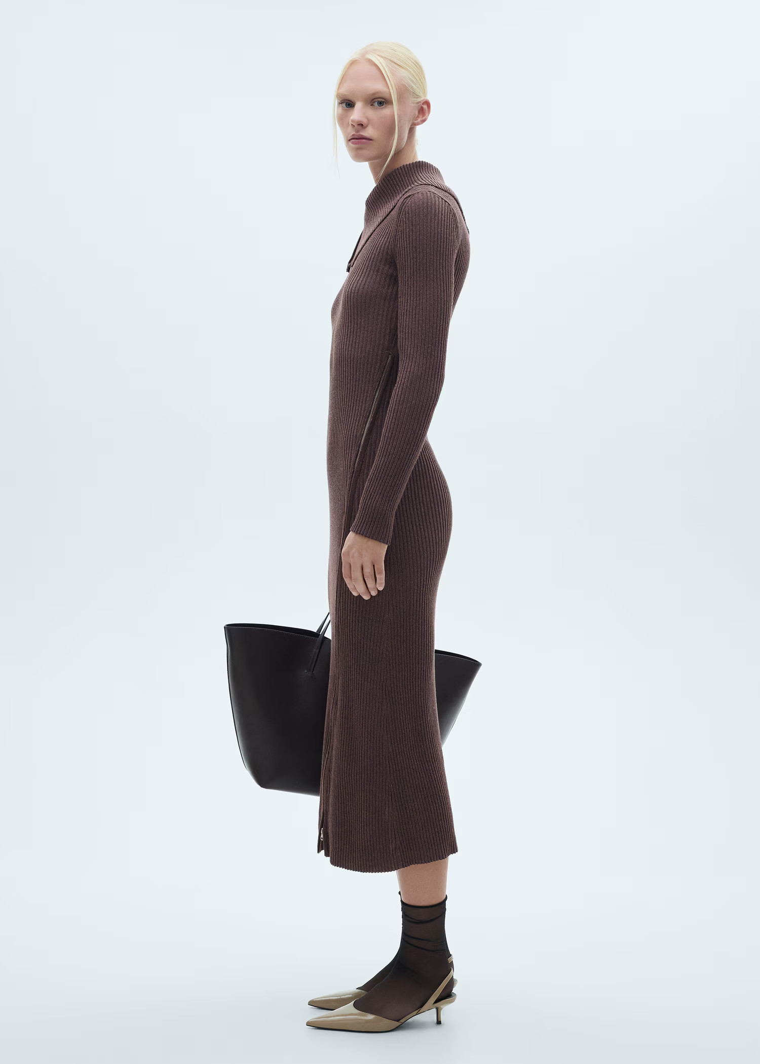 Ribbed lapel collar dress - Women | MANGO USA | Mango (US/MX/AU)