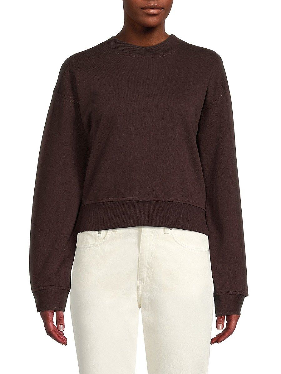 DL1961 Women's Drop Shoulder Cropped Sweatshirt - Brown - Size M | Saks Fifth Avenue OFF 5TH