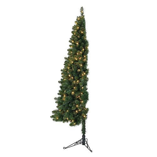 Home Heritage Half Pine 5 Foot Pre-Lit Artificial Christmas Tree Holiday Decor with 100 Warm White LED Lights and Stand, Green | Amazon (US)