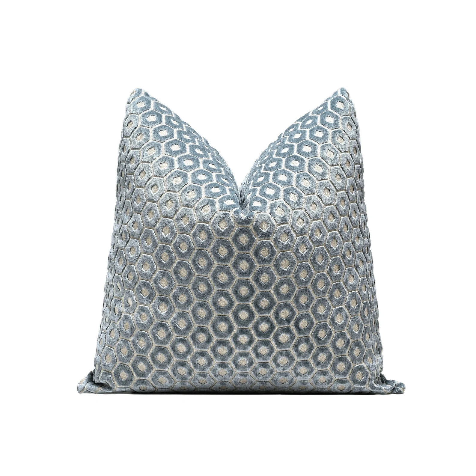 Blue Geometric Cut Velvet| Mineral Blue Pillow Cover| Blue Velvet Designer Throw Pillow Cover 20x... | Etsy (US)