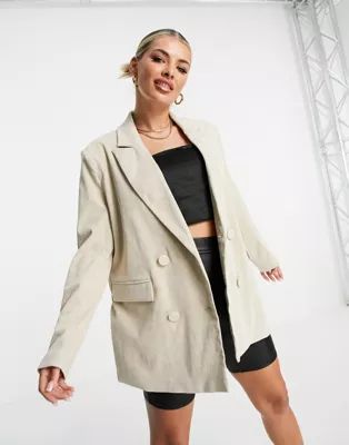 4th & Reckless oversized cord blazer in cream | ASOS (Global)