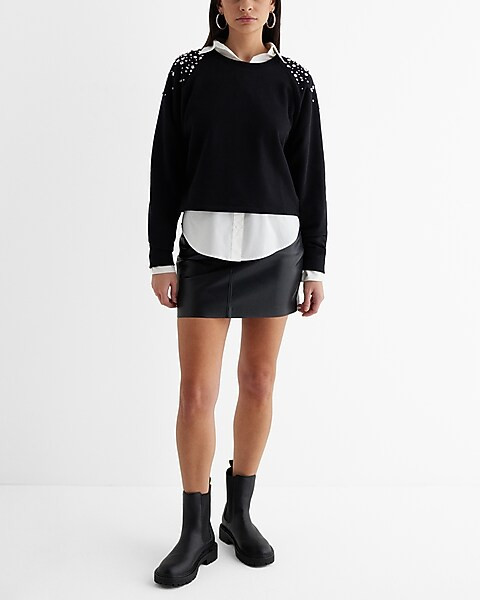 High Waisted Faux Leather Mini Skirt | Express