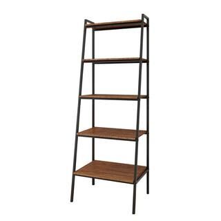 Wateday 71 in. Brown Wood 5 Shelf Standard Ladder Bookcase with Metal Frame YJ-YUKI9596803 - The ... | The Home Depot