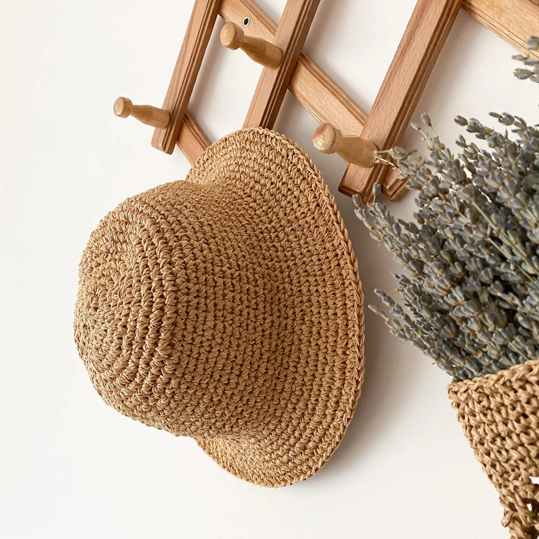 Handmade Straw Crochet Bucket Hat for Men and Women, Raffia Hand-knit Summer Bucket Hat, Unique G... | Etsy (US)