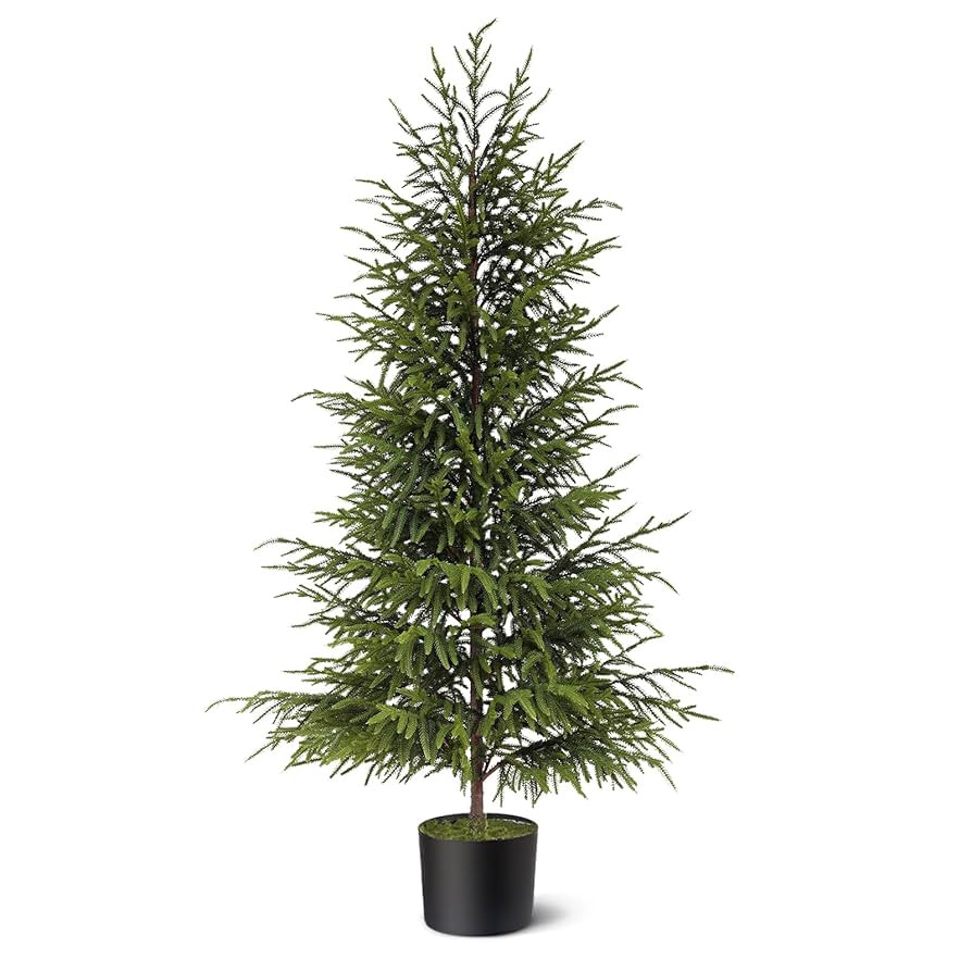 4ft Christmas Norfolk Pine Tree Artificial Christmas Tree Faux Potted Plants for Front Porch Chri... | Amazon (US)