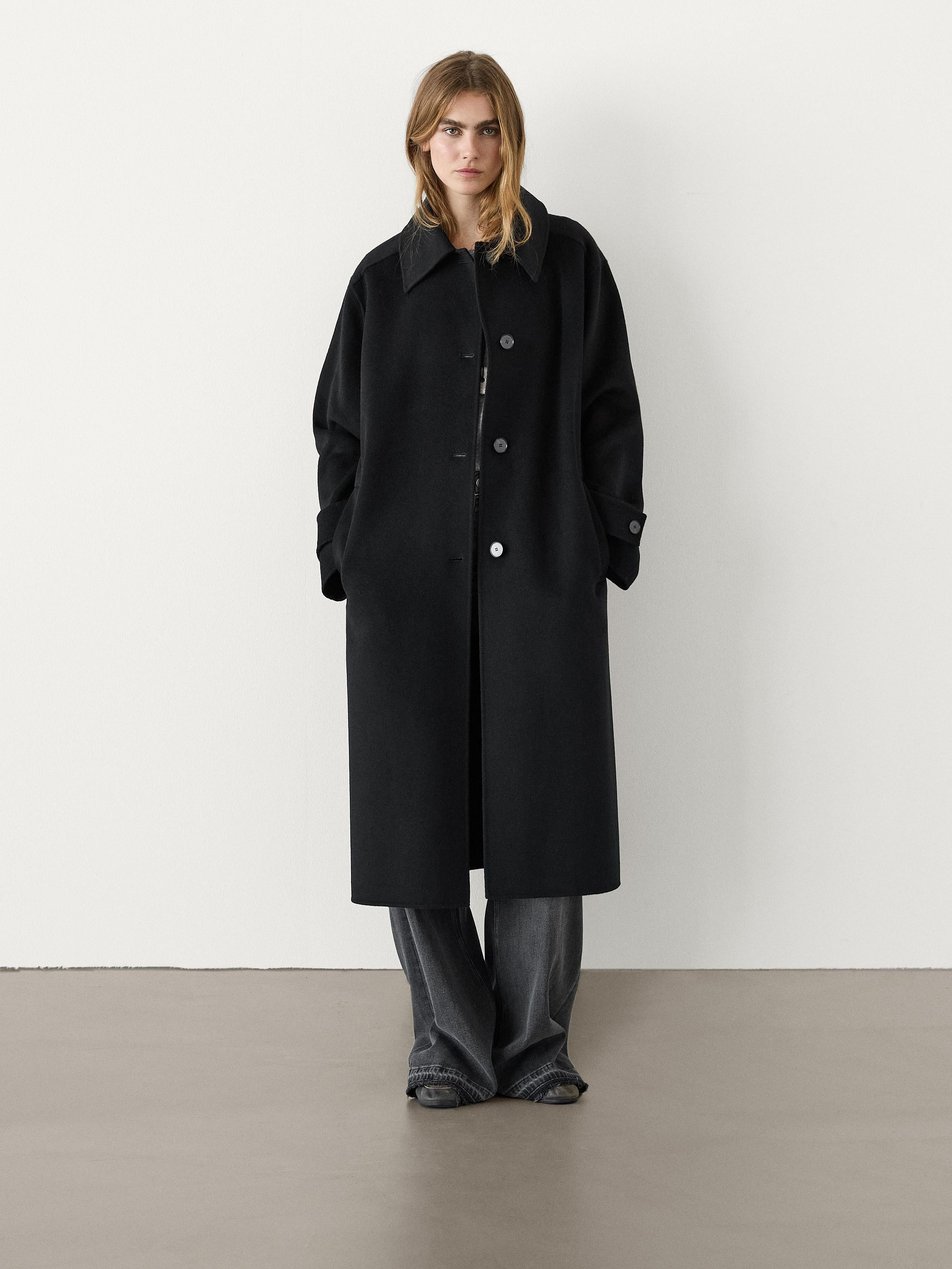 Langer Trenchcoat aus Wollmix | Massimo Dutti DE