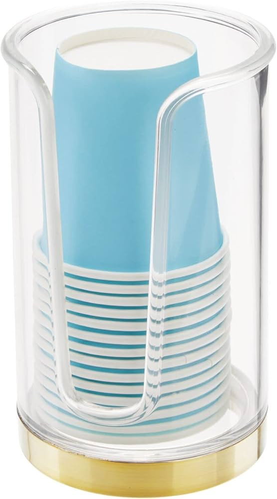 mDesign Plastic Small Compact Disposable Paper Cup Dispenser - Mouthwash Rinsing Cups Storage Hol... | Amazon (US)
