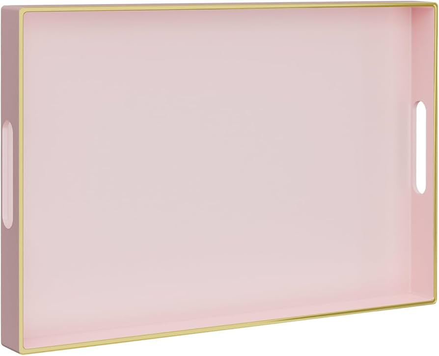 MAONAME Pink Serving Tray with Handles, Rectangular Decorative Tray, Modern Coffee Table Tray, Pl... | Amazon (CA)