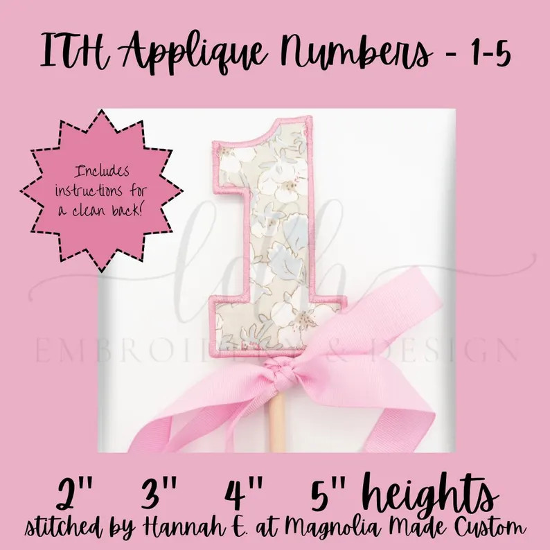 Birthday Cake Topper Numbers 1-5 ITH Embroidery Design File | Etsy (Global)