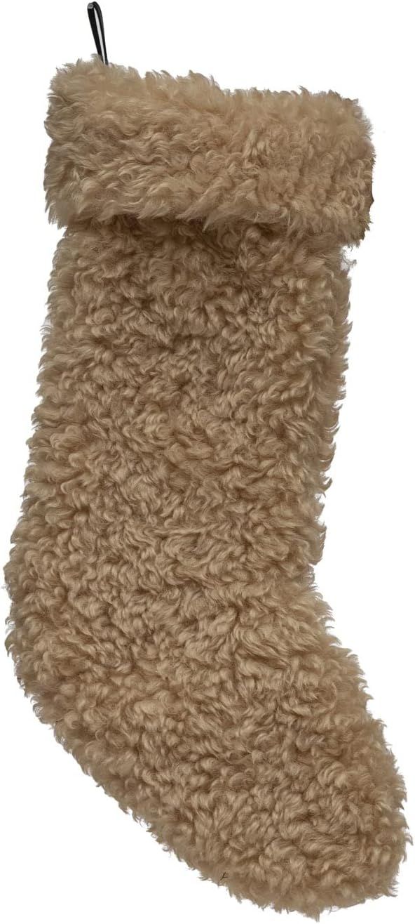 Creative Co-Op Sherpa Fabric Stocking, Tan | Amazon (US)