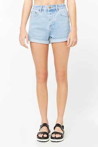 Cuffed & Creased Denim Shorts | Forever 21 (US)