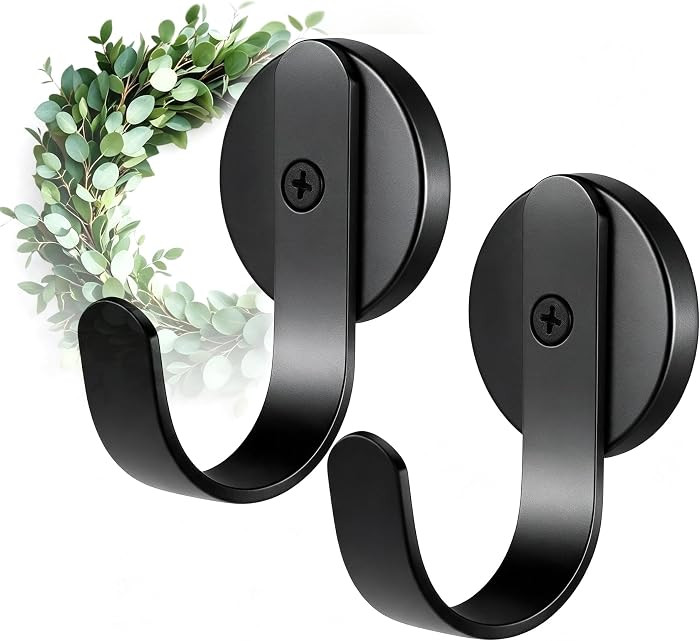 Magnetic Wreath Hanger, 2 Pack Heavy Duty Magnets with Hook for Refrigerator, Christmas Decoration Magnetic Hooks for Metal Front Door, Cruise Hook Hanger for Hanging Cabins Grill Coat Pattern | Amazon (US)