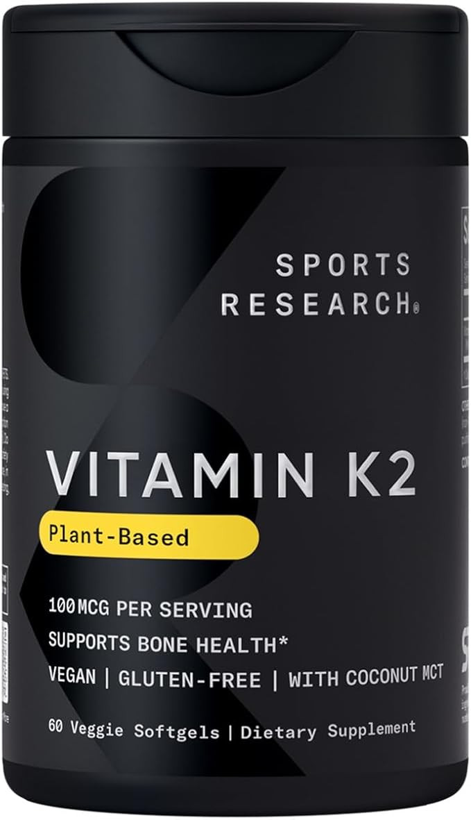 Sports Research® Vitamin K2 as MK-7 100mcg with Coconut MCT Oil - 60 Veggie Softgels (2 Month Su... | Amazon (US)
