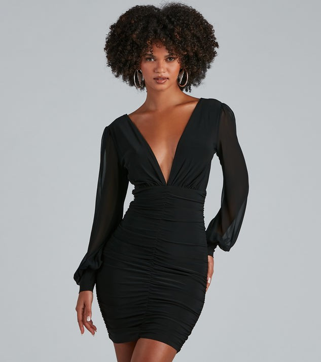 Amaria Formal Ruched Chiffon Mini Dress | Windsor Stores