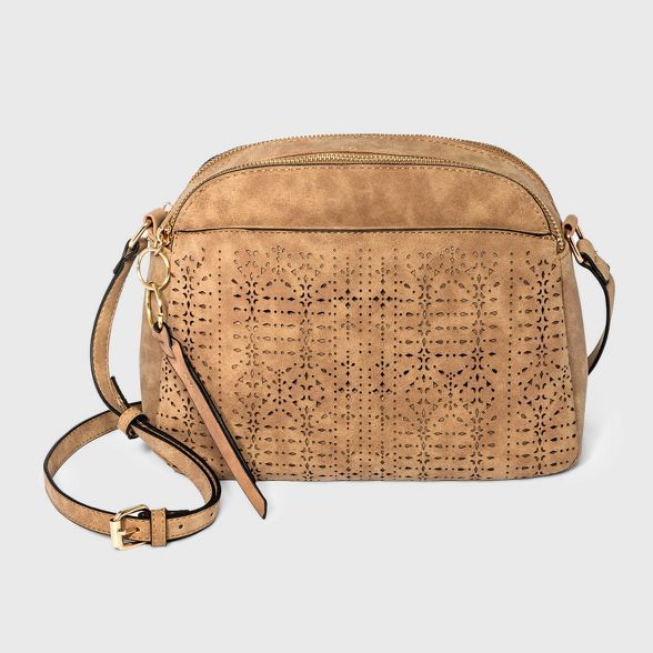 VR NYC Laser Cut Dome Crossbody Bag - Natural | Target