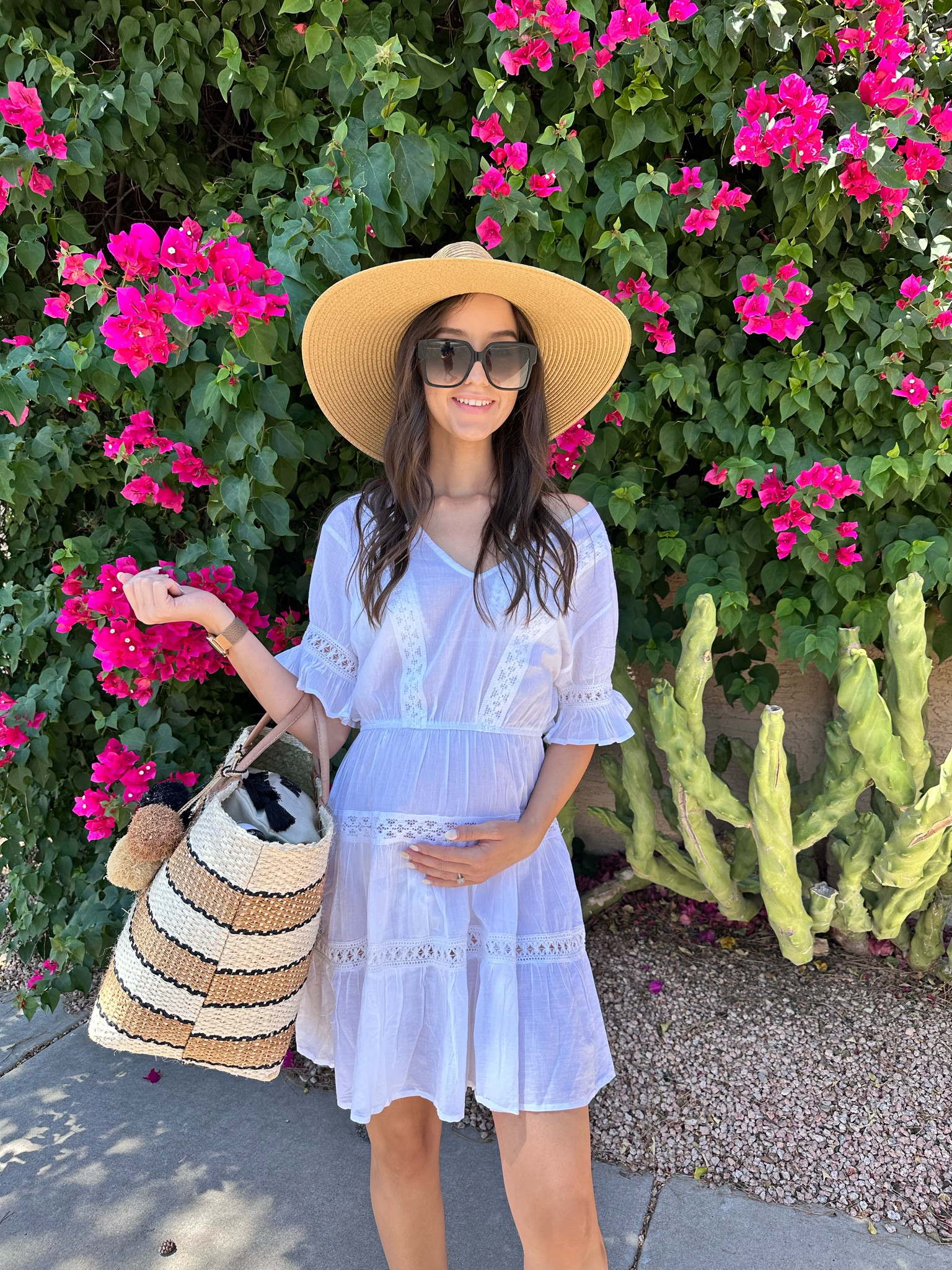 Poolside OOTD 🍉✨🤍 

Maternity, beach bag, beach style, bikini coverup 

#LTKstyletip #LTKunder100 #LTKswim