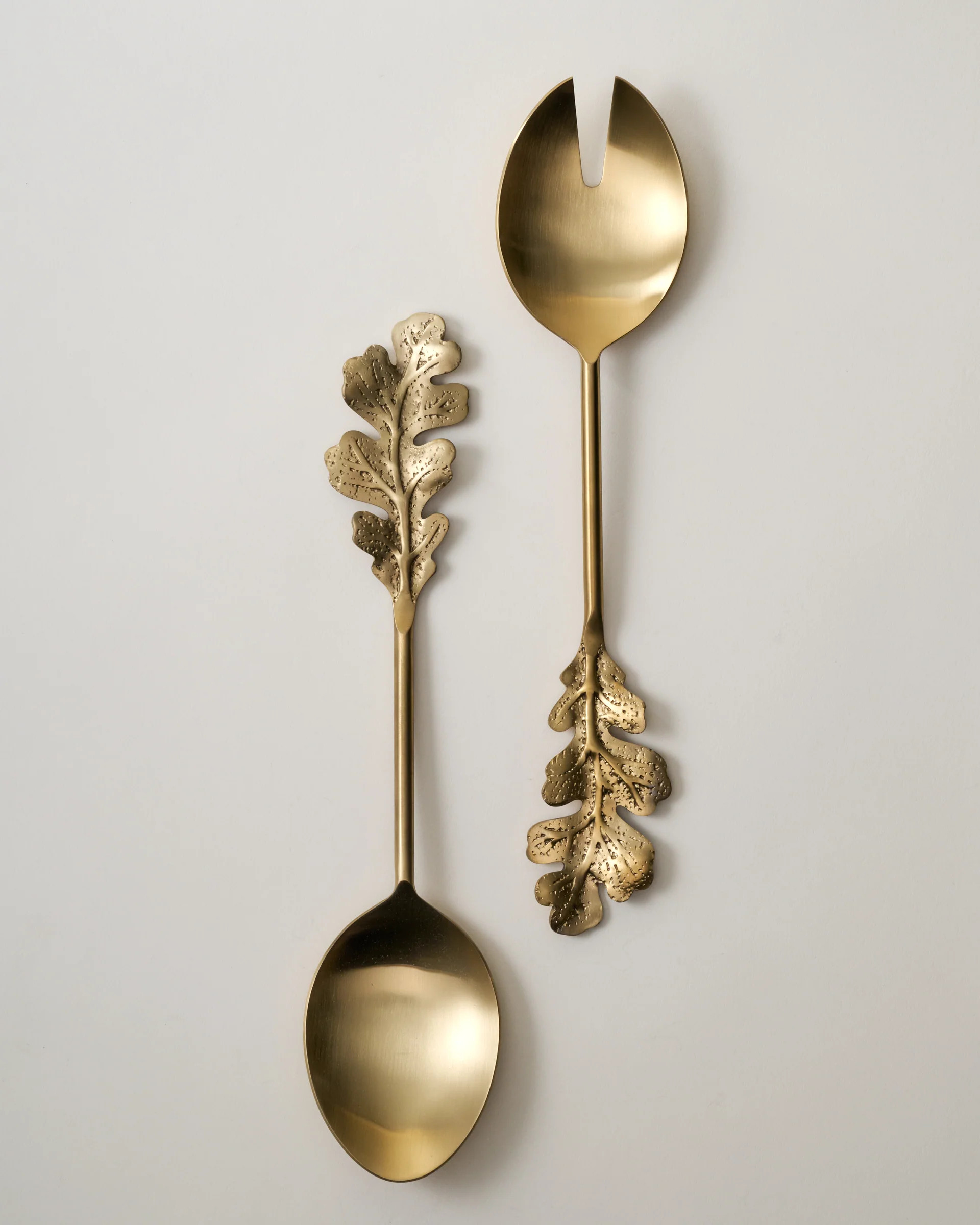 Antique Brass Oak Leaf Handle Serving Set of Two | Magnolia