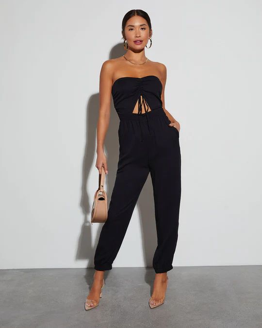 Francine Pocketed Strapless Cutout Jumpsuit | VICI Collection