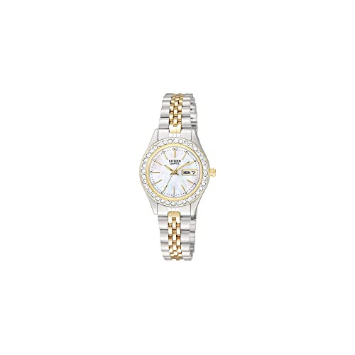 Citizen Ladies' Dress Quartz Stainless Steel Bracelet with Crystals and Day Date | Amazon (US)
