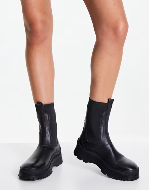 ASRA Chayote pull on chelsea boots in black leather | ASOS (Global)