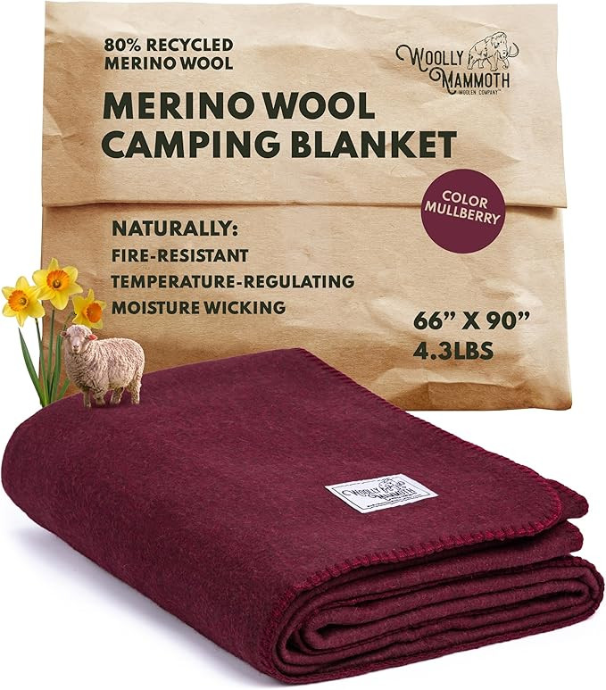 Woolly Mammoth Woolen Company Merino Wool Blanket - Temperature-regulating and Mositure-Wicking -... | Amazon (US)